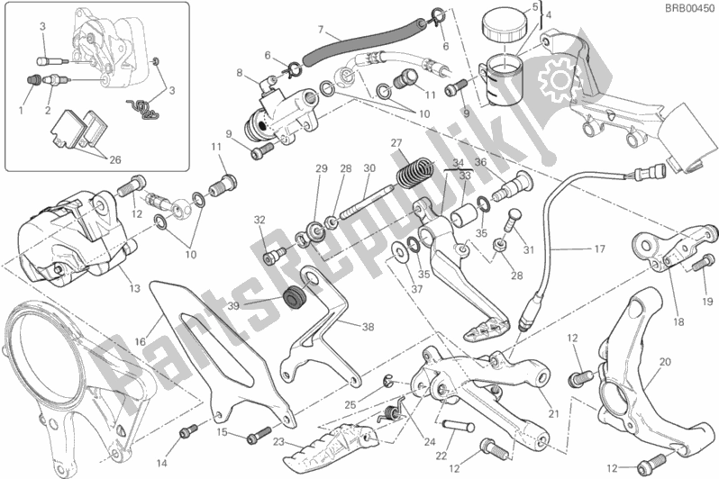 Toutes les pièces pour le Freno Posteriore du Ducati Superbike 1199 Panigale ABS USA 2014